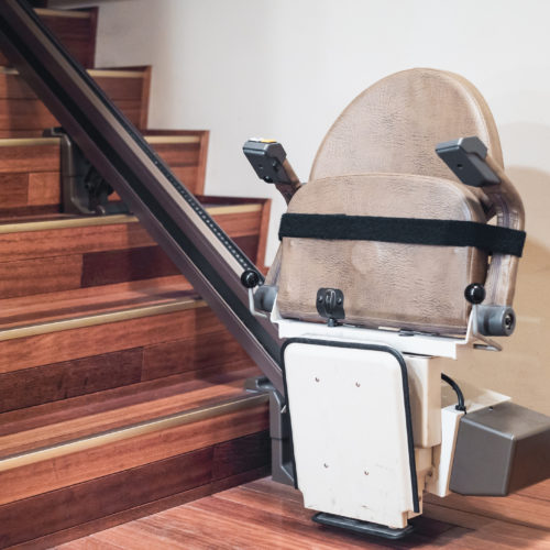 Stairlift at the bottom of stairs