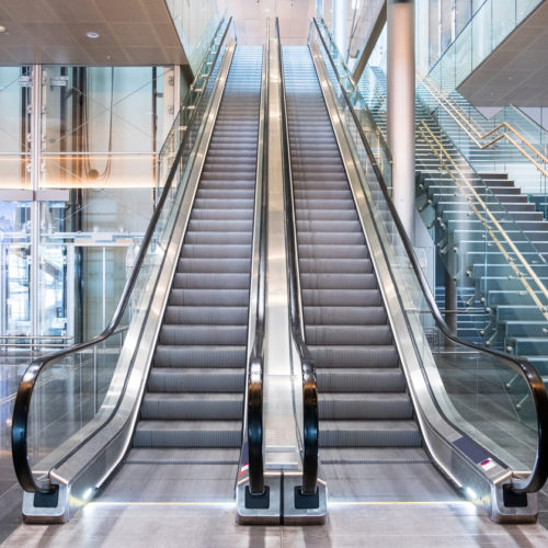 double escalators with lifts and staircase